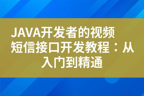 JAVA開(kāi)發(fā)者的視頻短信接口開(kāi)發(fā)教程：從入門到精通