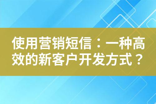 使用營銷短信：一種高效的新客戶開發(fā)方式？