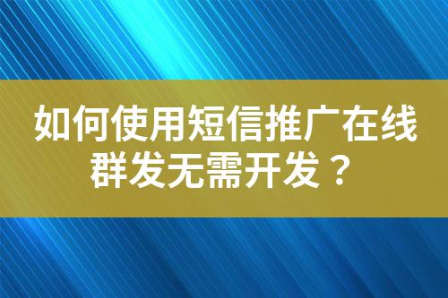 如何使用短信推廣在線群發(fā)無需開發(fā)？