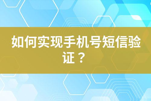 如何實現(xiàn)手機號短信驗證？