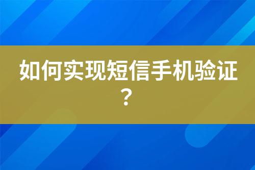 如何實(shí)現(xiàn)短信手機(jī)驗(yàn)證？