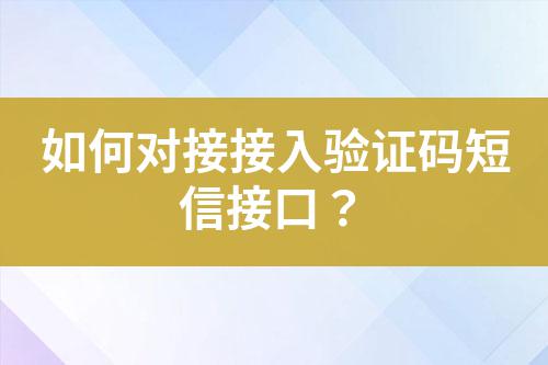 如何對(duì)接接入驗(yàn)證碼短信接口？