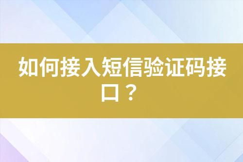 如何接入短信驗(yàn)證碼接口？