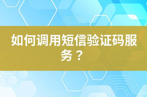 如何調(diào)用短信驗(yàn)證碼服務(wù)？
