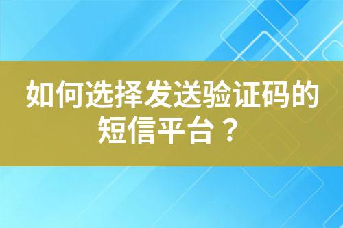 如何選擇發(fā)送驗證碼的短信平臺？