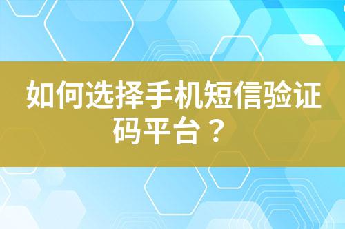 如何選擇手機短信驗證碼平臺？