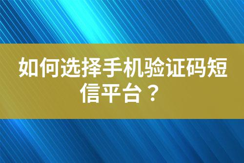 如何選擇手機(jī)驗(yàn)證碼短信平臺？