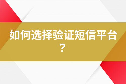 如何選擇驗證短信平臺？