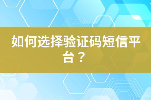 如何選擇驗證碼短信平臺？