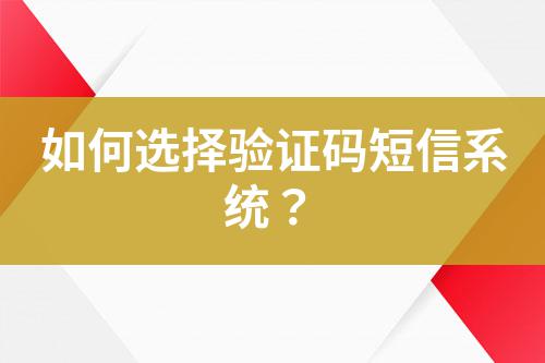 如何選擇驗證碼短信系統(tǒng)？