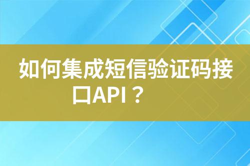 如何集成短信驗(yàn)證碼接口API？