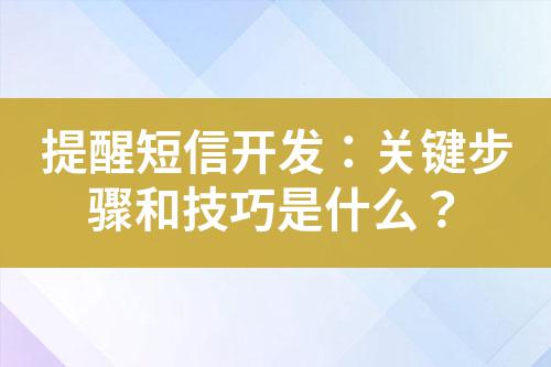 提醒短信開發(fā)：關(guān)鍵步驟和技巧是什么？