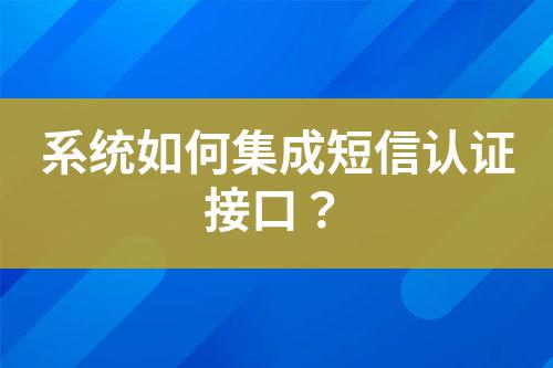 系統(tǒng)如何集成短信認(rèn)證接口？