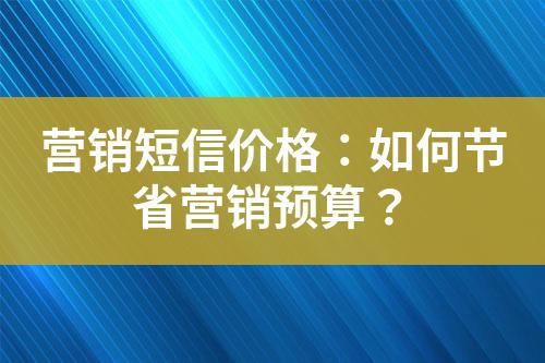 營銷短信價格：如何節(jié)省營銷預算？