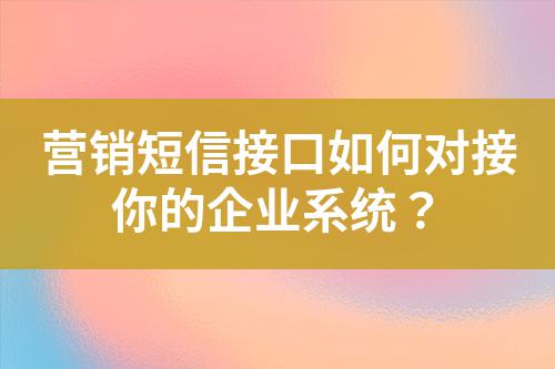 營(yíng)銷(xiāo)短信接口如何對(duì)接你的企業(yè)系統(tǒng)？