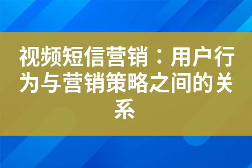 視頻短信營銷：用戶行為與營銷策略之間的關(guān)系