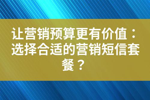 讓營(yíng)銷預(yù)算更有價(jià)值：選擇合適的營(yíng)銷短信套餐？