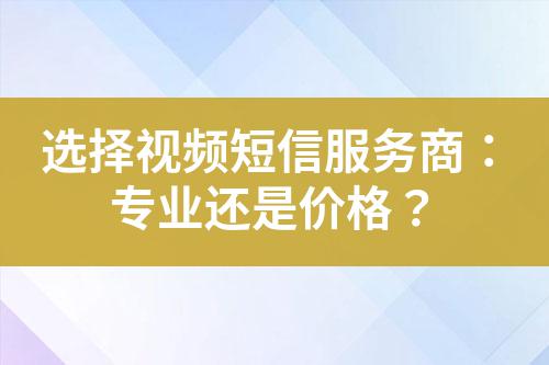 選擇視頻短信服務(wù)商：專業(yè)還是價(jià)格？